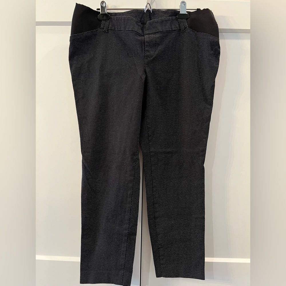 Old Navy Maternity Side Panel Pixie Dress Capris, Black Speckled, Cotton, 12 Reg